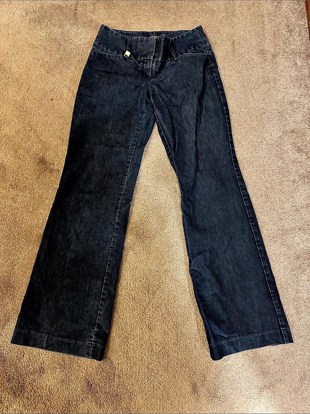 Express Editor Wide Leg Jeans Black Waist 8